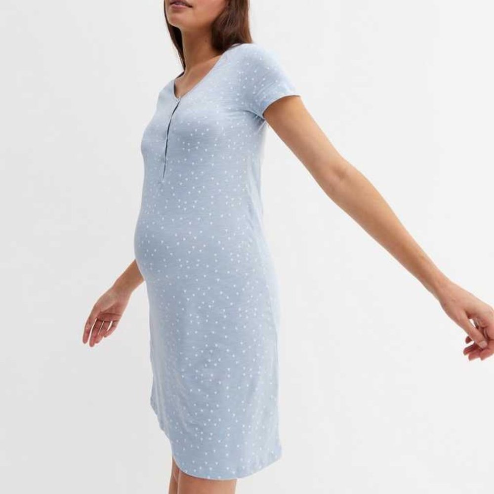 Mama.licious Maternity nursing nightgown in light blue heart print/ NWT/XL